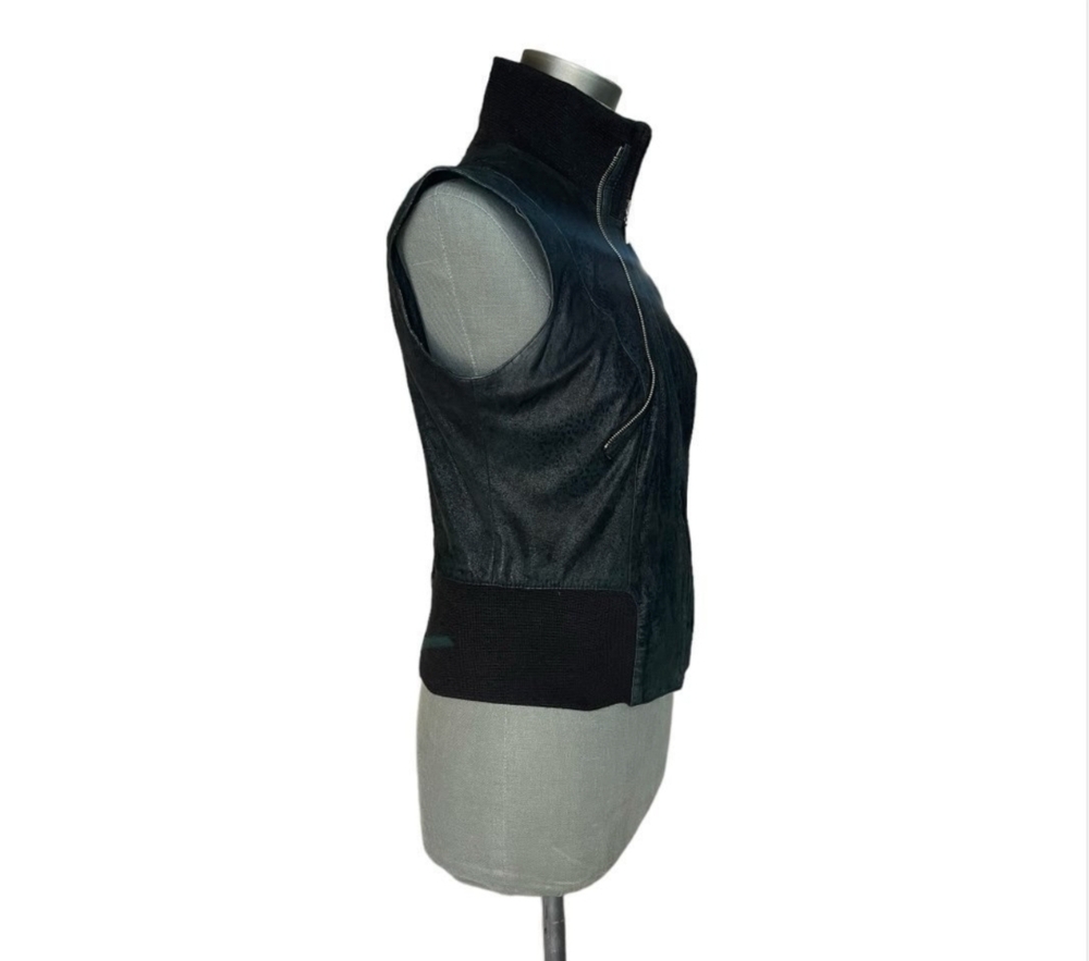 Armando Gomez Leather Windbreaker Vest Jacket Dark Blue M Italy 3-Way Style - Picture 9 of 14